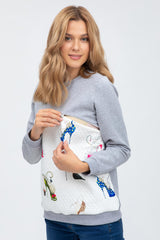 SANTA MONICA | Maternity and Nursing Sweater with Vogue Cats Pattern