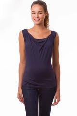 MARIE | Sleeveless Maternity and Nursing Top in Navy