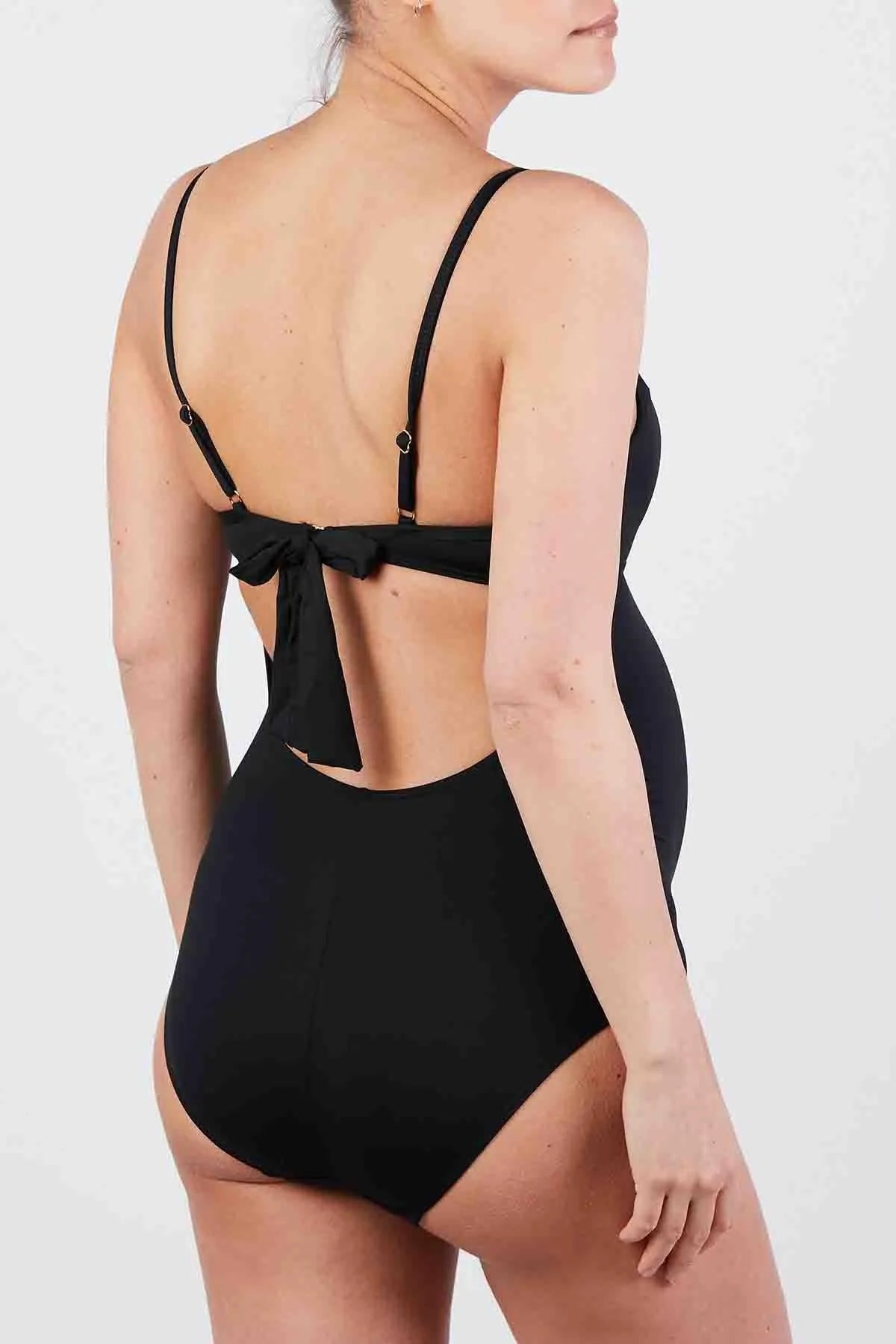 Costume Intero Premaman ULLA POPKEN Bellieva A Righe Con Coppe Morbide - Nero (Taglia 52) Comodo E Alla Moda