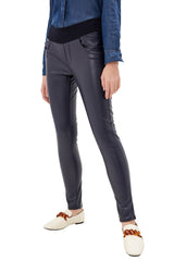 SKINNY ECOPELLE | Pantalone blu con fascia elastica