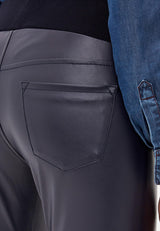 SKINNY ECOPELLE | Pantalone blu con fascia elastica