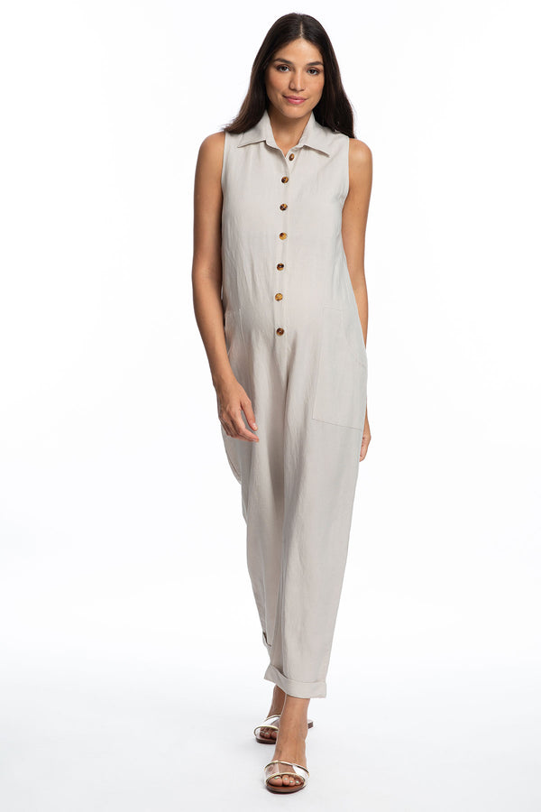 Tuta Premaman Beige in Lino